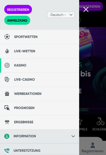 Granawin Mobiles Menü