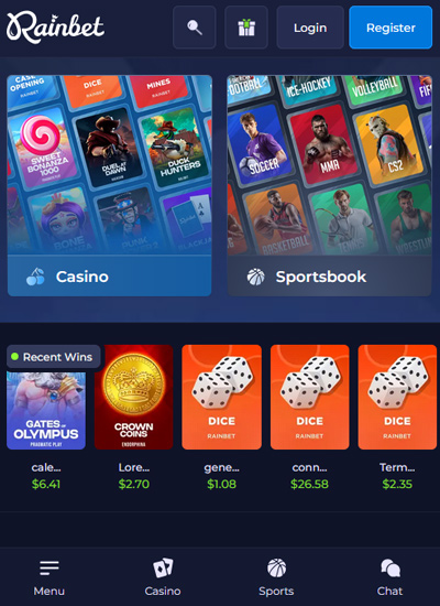 Rainbet mobile Casino
