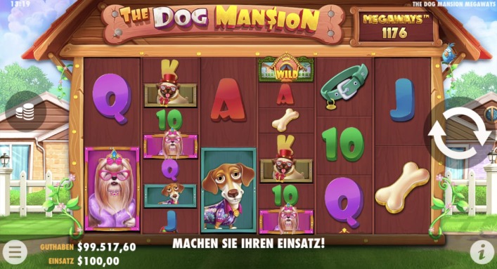 The Dog Mansion Megaways ist die Enhanced-RTP Version von The Dog House (98% anstelle von 96.55% Auszahlungsquote).